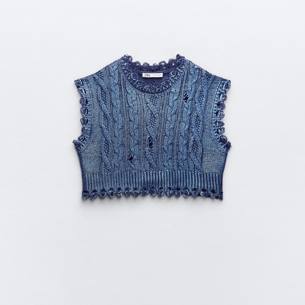 NWOT Zara metallic top blue - SMALL